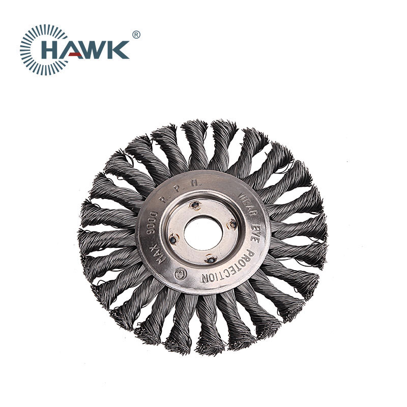 Applications of knotted wheel wire brushes